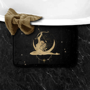 Zodiac Goddess Cosmic Gold Sagittarius Astrology Bath Mat