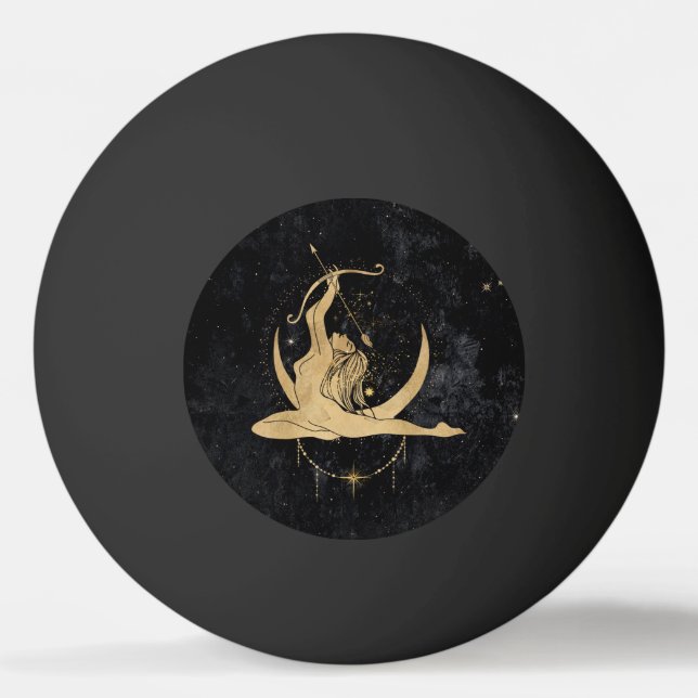 Zodiac Goddess | Cosmic Gold Sagittarius Astrology Ping Pong Ball (Front)