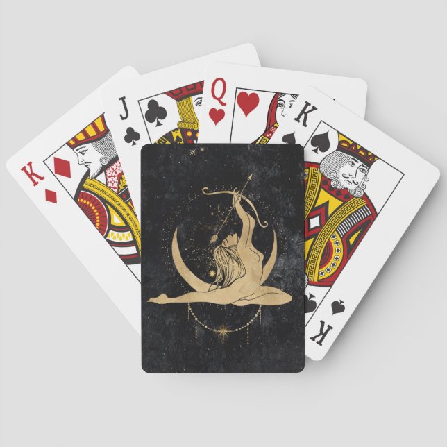 Zodiac Goddess | Cosmic Gold Sagittarius Astrology Playing Cards (Back)
