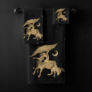 Zodiac Goddess   Cosmic Gold Taurus Astrology Bath Towel Set