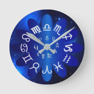 Zodiac Horoscope Astrological Signs Round Clock