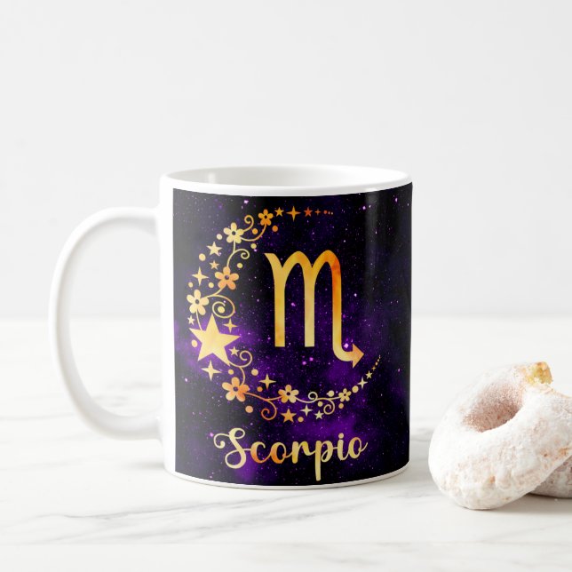 Zodiac Horoscope Scorpio Design Coffee Mug Cup (With Donut)