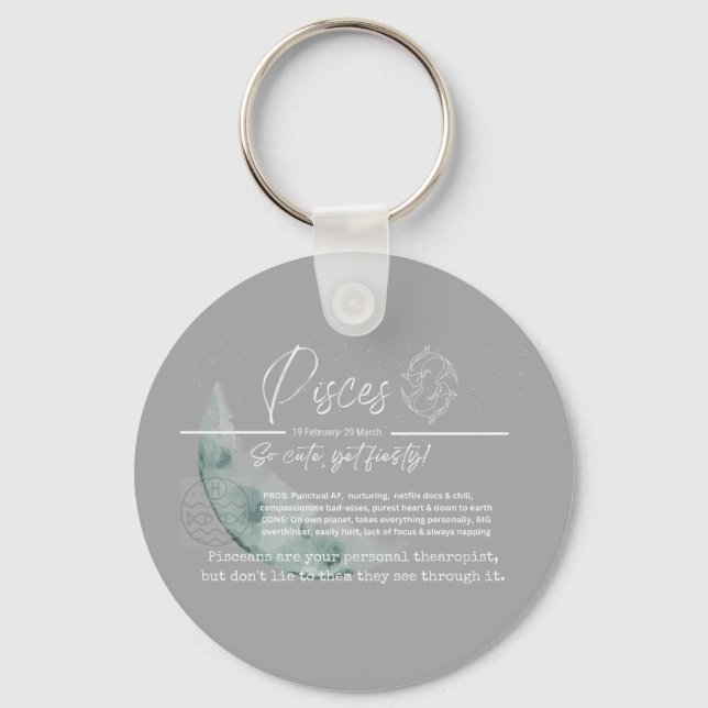 Zodiac key ring, badges- Pisces Key Ring (Front)