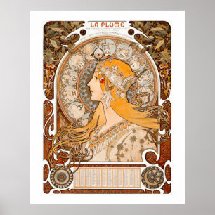 Zodiac La Plume by Alphonse Maria Mucha Poster