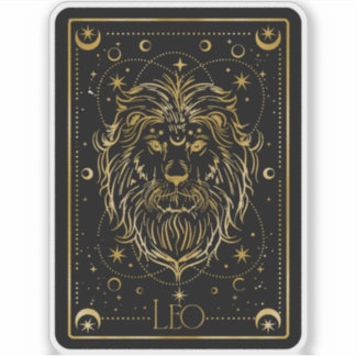 Zodiac Leo Black & Gold Astrological Sticker