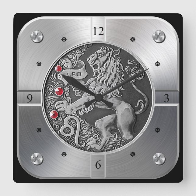 Zodiac ~ Leo ~ Celestial ~ Western Astrology ~  Square Wall Clock (Front)