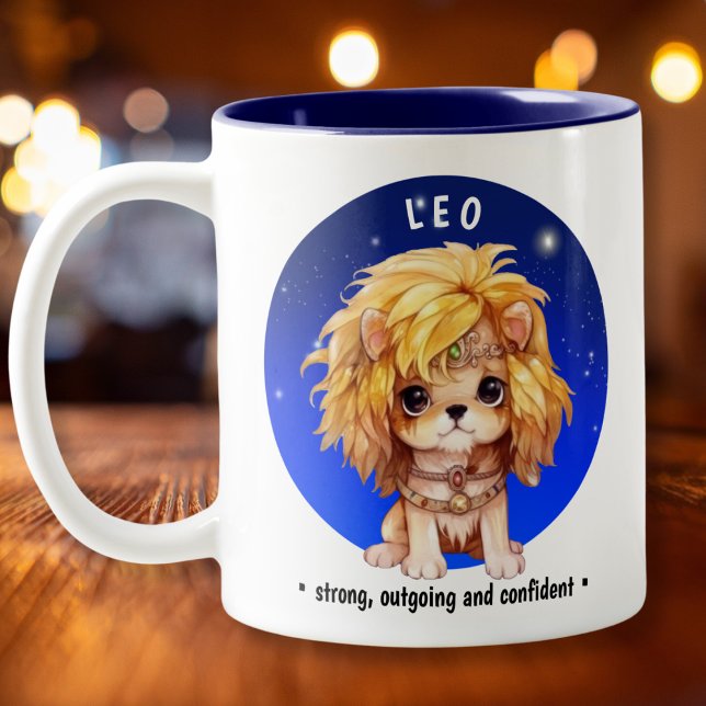 Zodiac Leo custom name date Two-Tone Coffee Mug (Creator Uploaded)