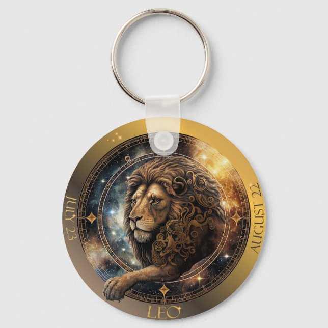 Zodiac Leo Customise NAME, DATE Key Ring (Front)