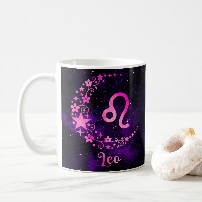 Zodiac Leo Design Coffee Mug Cup (With Donut)