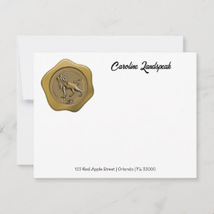 Zodiac Leo Gold Wax Seal Custom Name, Address Card