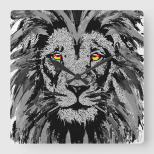 Zodiac Leo - Lion Portrait Drawing - Lion Clock