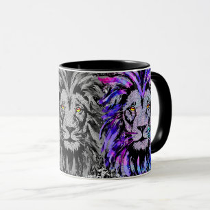 Zodiac Leo - Lion Portrait Drawing - Lion Mug