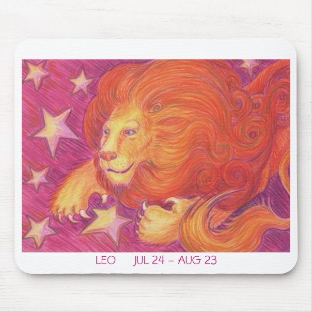 Zodiac Leo mousepad white border (Front)
