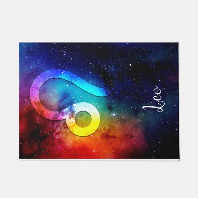 Zodiac : Leo Rainbow Space Doormat (Front)