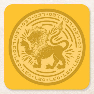 Zodiac Leo Square Paper Coaster