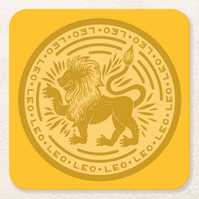 Zodiac Leo Square Paper Coaster (Front)