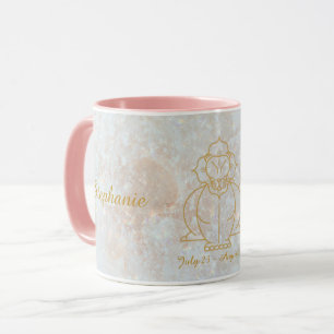 Zodiac Leo Star Sign Celestial Monogram Glitter Mug