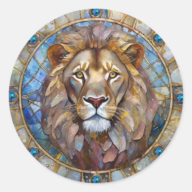 Zodiac - Leo the Lion Classic Round Sticker (Front)