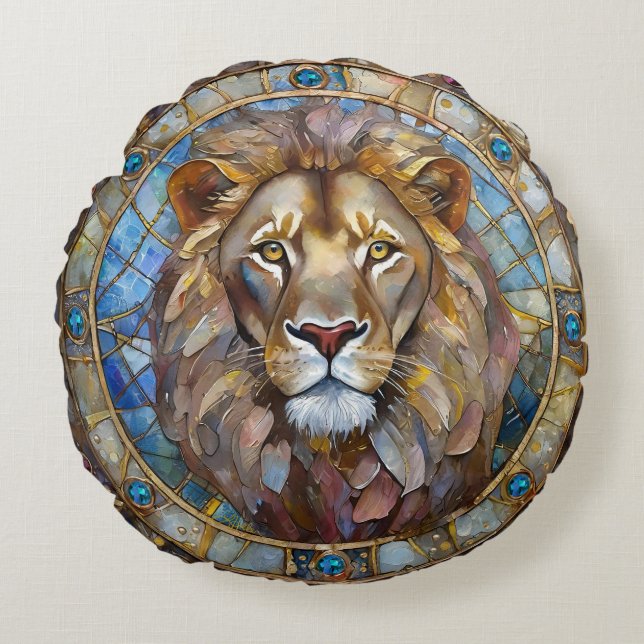 Zodiac - Leo the Lion Round Cushion (Front)