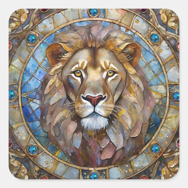 Zodiac - Leo the Lion Square Sticker (Front)