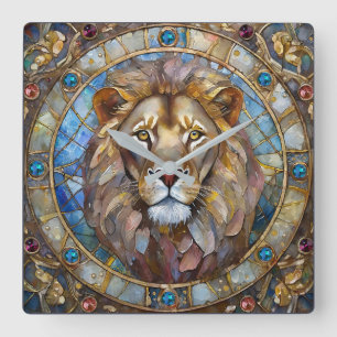 Zodiac - Leo the Lion Square Wall Clock