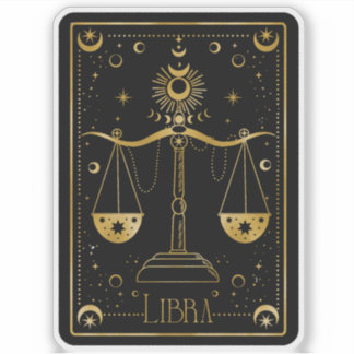 Zodiac Libra Astrological Black & White Sticker