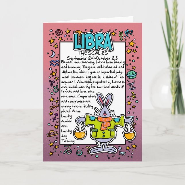 Zodiac - Libra Fun Facts Card (Front)