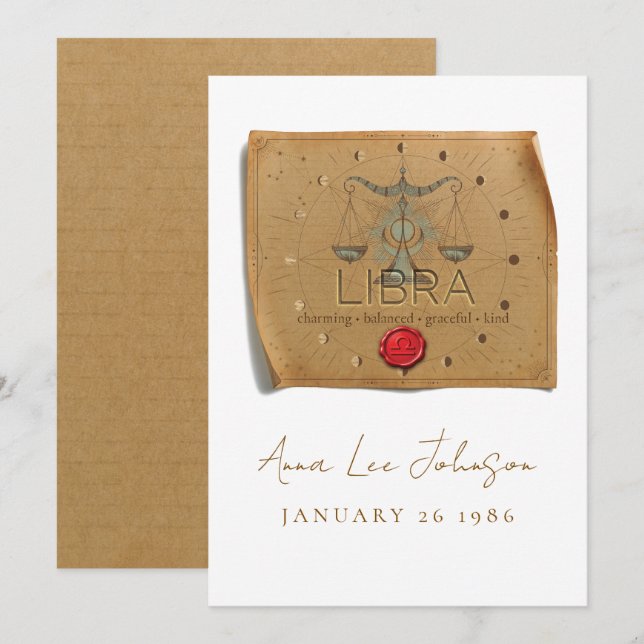 ZODIAC - Libra - Personalised Birthday Card (Front/Back)