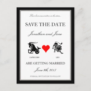 Zodiac Love Save the Date (Capricorn/Leo) Announcement Postcard