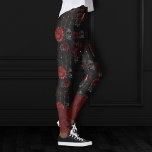 Zodiac Magic Crimson | Henna Red Gothic Skull Rose Leggings<br><div class="desc">Unique wearable art! Sophisticated palette of mixed medium abstract textures add the perfect pop of colour for your personal style. Also transferable to school/office supplies, party accessories, or decor for an easy do-it-yourself home makeover room facelift! For other products or colours, visit the JustFharryn store @ Zazzle or contact the...</div>