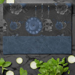 Zodiac Magic | Dark Navy Blue Gothic Skull Roses Tea Towel<br><div class="desc">Great way to give any room a facelift or new feel for an easy DIY home makeover! Sophisticated palette of mixed medium abstract textures add the perfect pop of colour for your personal style. Also transferable to school/office supplies, party accessories, and more! For other products or colours, visit the JustFharryn...</div>