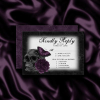 Zodiac Magic | Dark Purple Plum Gothic Skull Roses