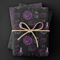 Zodiac Magic | Dark Purple Plum Gothic Skull Roses