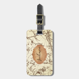 Zodiac Map with Frame for Name - Personalise Luggage Tag