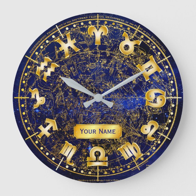 Zodiac Monogram Southern Hemisphere Constellation Large Clock (Front)