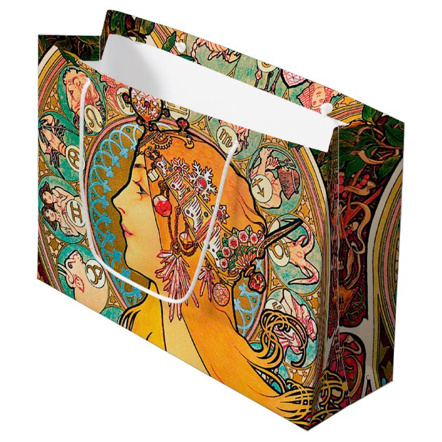 Zodiac, Mucha Large Gift Bag (Front Angled)