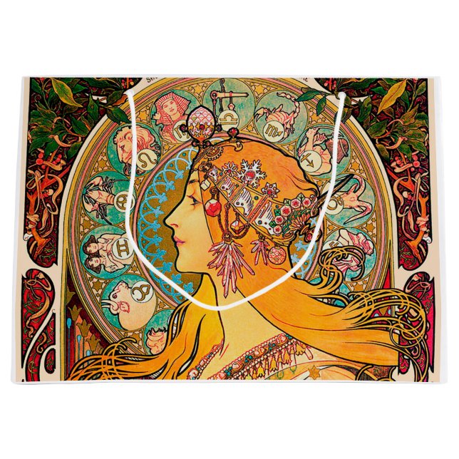 Zodiac, Mucha Large Gift Bag (Front)