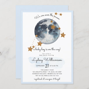 Zodiac Over The Moon Baby Shower Invitation