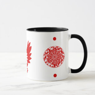 ZODIAC PAPERCUT ROOSTER ILLUSTRATION MUG