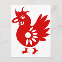 ZODIAC PAPERCUT ROOSTER ILLUSTRATION