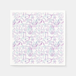 Zodiac Pattern. Luminous x4.b White BG Napkin