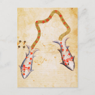 Zodiac: Pisces, C1350 Postcard