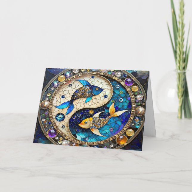 Zodiac - Pisces Fish Yin and Yang Card (Front)