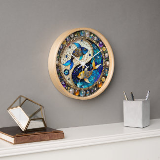 Zodiac - Pisces Fish Yin and Yang Clock