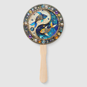 Zodiac - Pisces Fish Yin and Yang Hand Fan