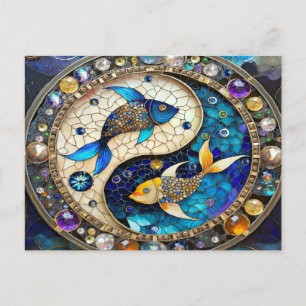 Zodiac - Pisces Fish Yin and Yang Holiday Postcard