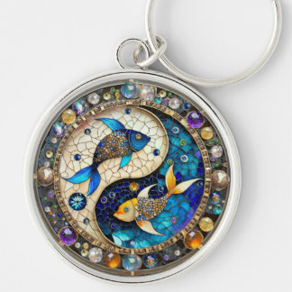 Zodiac - Pisces Fish Yin and Yang Key Ring