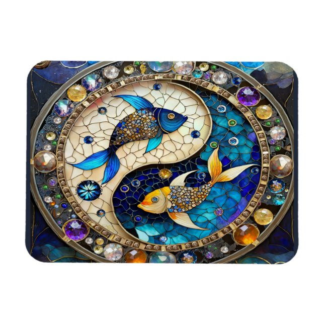 Zodiac - Pisces Fish Yin and Yang Magnet (Horizontal)