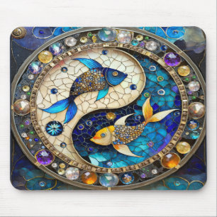 Zodiac - Pisces Fish Yin and Yang Mouse Pad