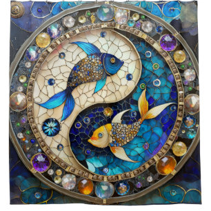 Zodiac - Pisces Fish Yin and Yang Shower Curtain